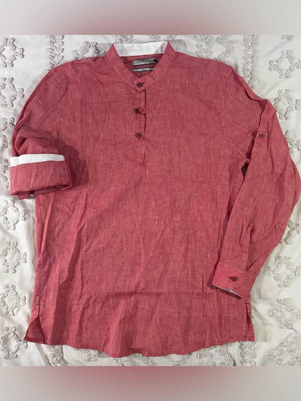 Casual Coral-Collar Button-Down Shirt